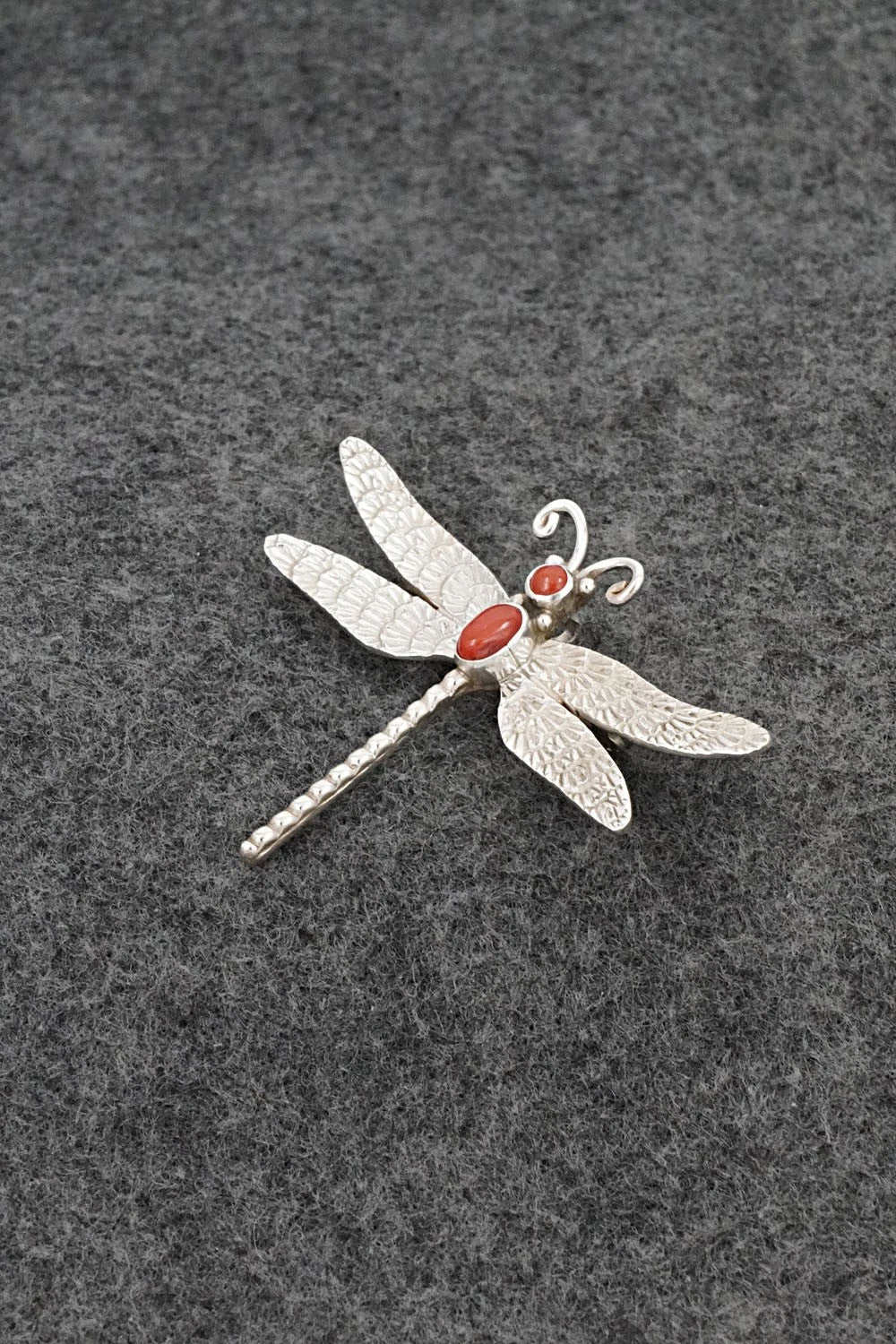 Coral & Sterling Silver Pendant/Pin - Lee Charley