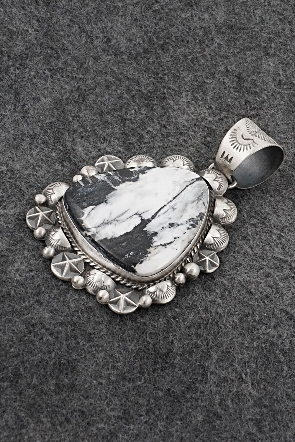 White Buffalo & Sterling Silver Pendant - Vernon Johnson
