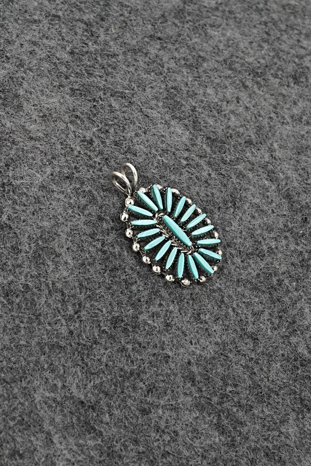 Turquoise & Sterling Silver Pendant - Fritzon Owaleon