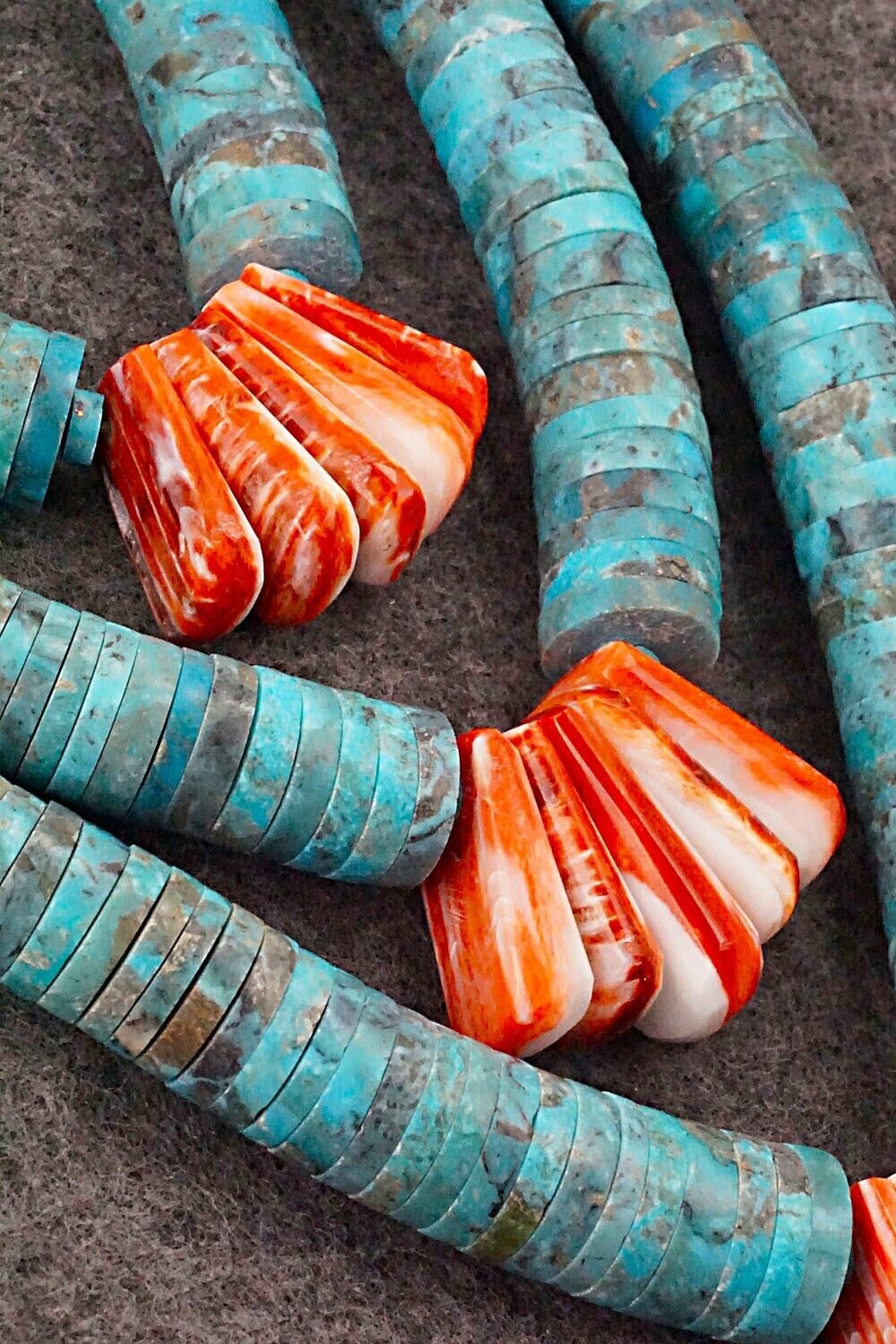 Turquoise, Spiny Oyster and Sterling Silver Necklace - Lupe Lovato