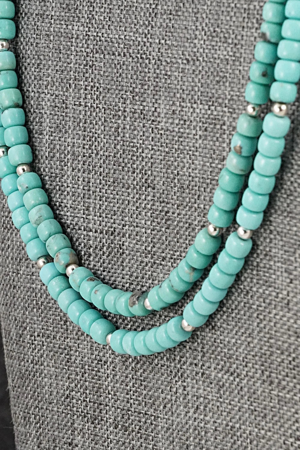 Turquoise & Sterling Silver Necklace 22" - Erika Brown