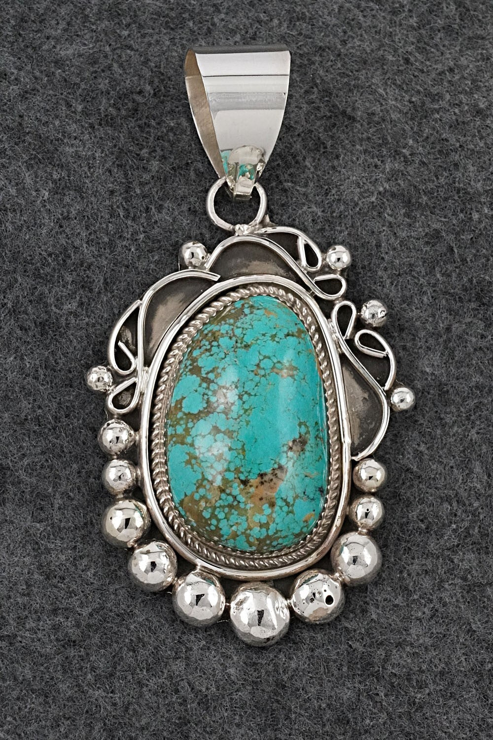 Turquoise & Sterling Silver Pendant - Leslie Nez