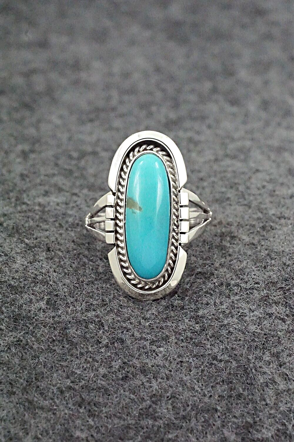 Turquoise & Sterling Silver Ring - Samuel Yellowhair - Size 7.5