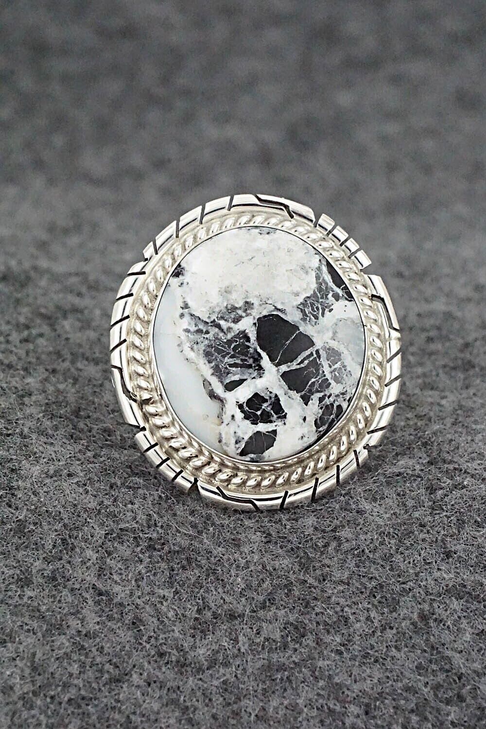 White Buffalo & Sterling Silver Ring - Peggy Skeets - Size 6.75