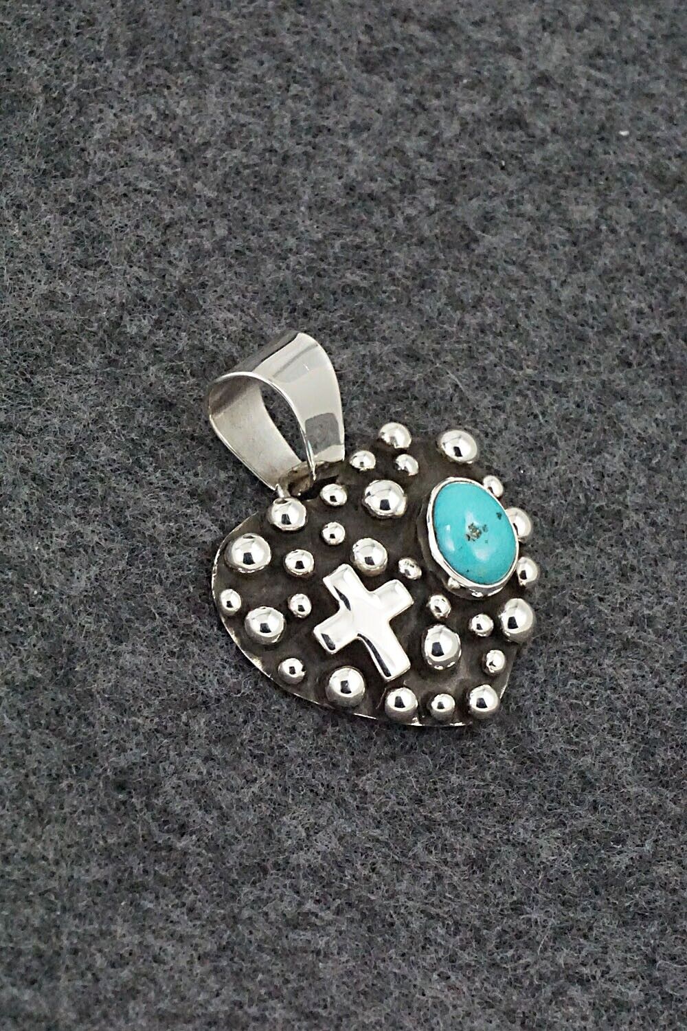 Turquoise & Sterling Silver Pendant - Raymond Coriz