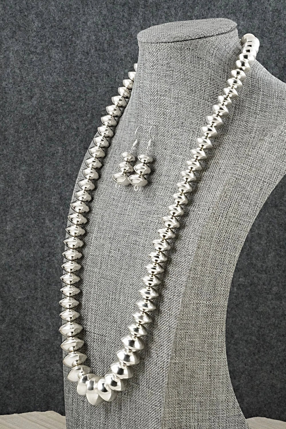 Sterling Silver Navajo Pearl Necklace & Earrings Set - Frankie Miller