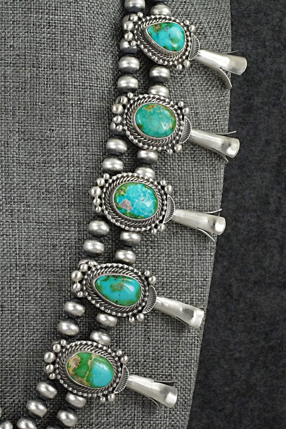Turquoise & Sterling Silver Squash Blossom Set - Tom Lewis