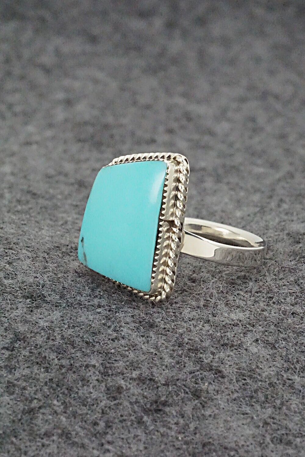 Turquoise & Sterling Silver Ring - Sheena Jack - Size 8 (Adj.)