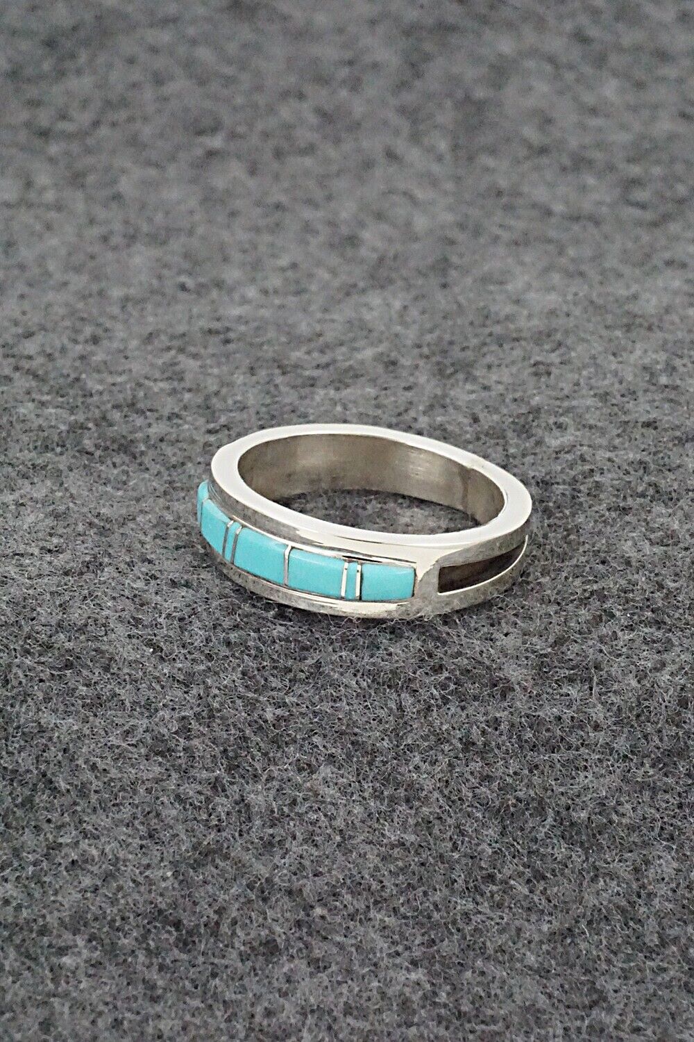 Turquoise & Sterling Silver Inlay Ring - Wilbert Muskett Jr. - Size 11