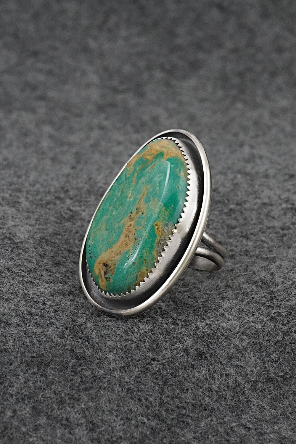 Turquoise & Sterling Silver Ring - Leslie Nez - Size 8.5