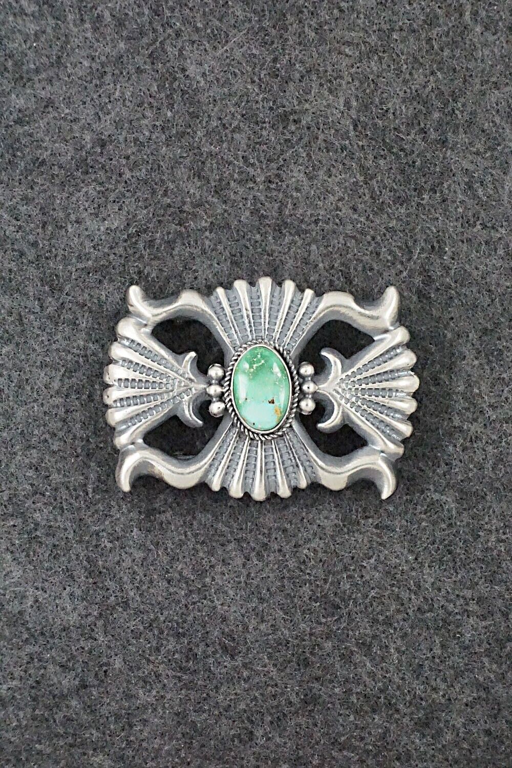 Turquoise & Sterling Silver Belt Buckle - Harrison Bitsue