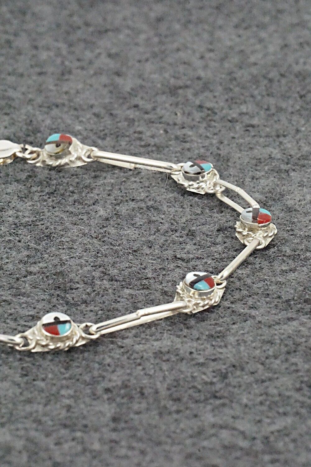 Multi-Stone & Sterling Silver Link Bracelet - Devoria Bowakaty