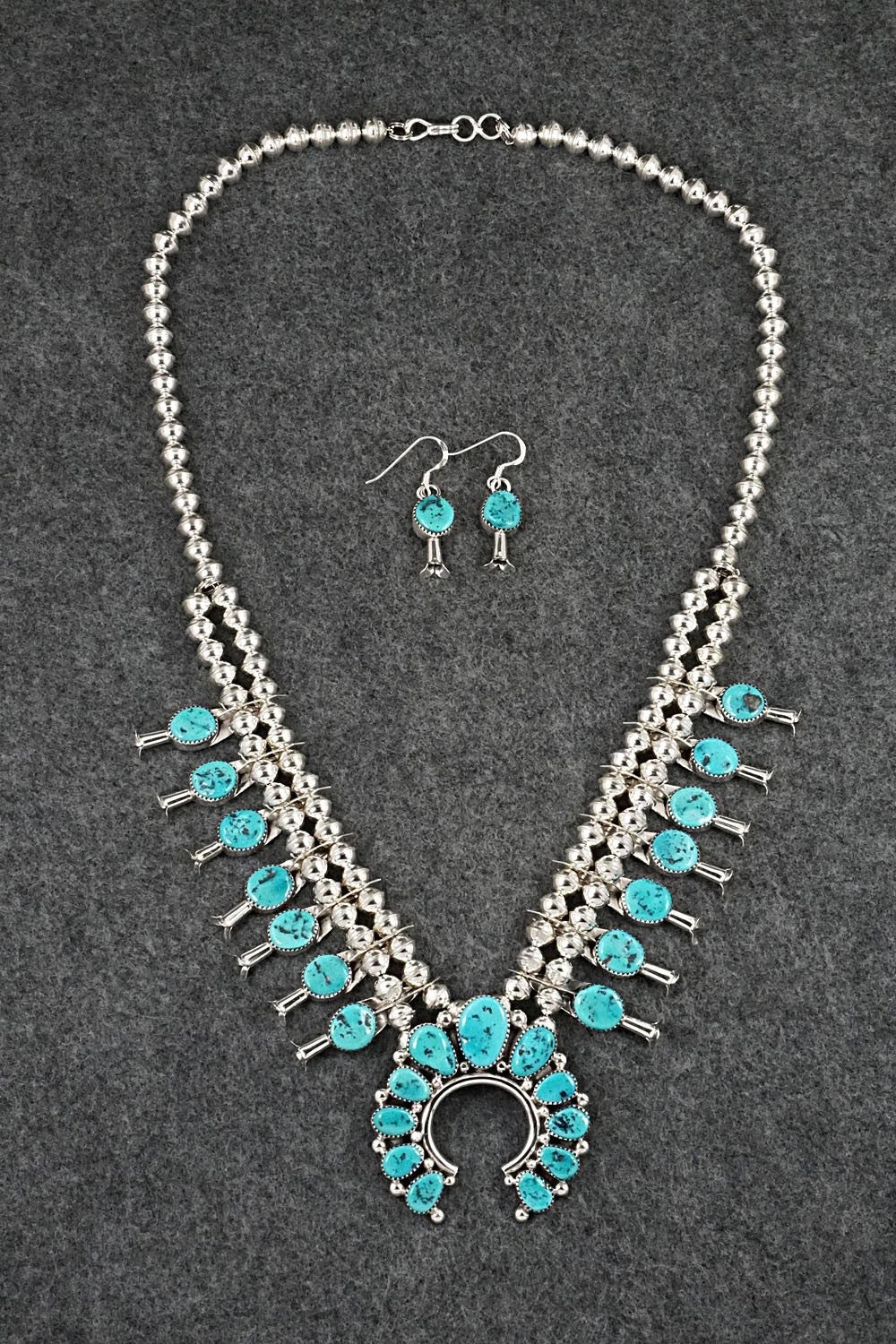 Turquoise & Sterling Silver Squash Blossom Set - Califreda Roanhorse