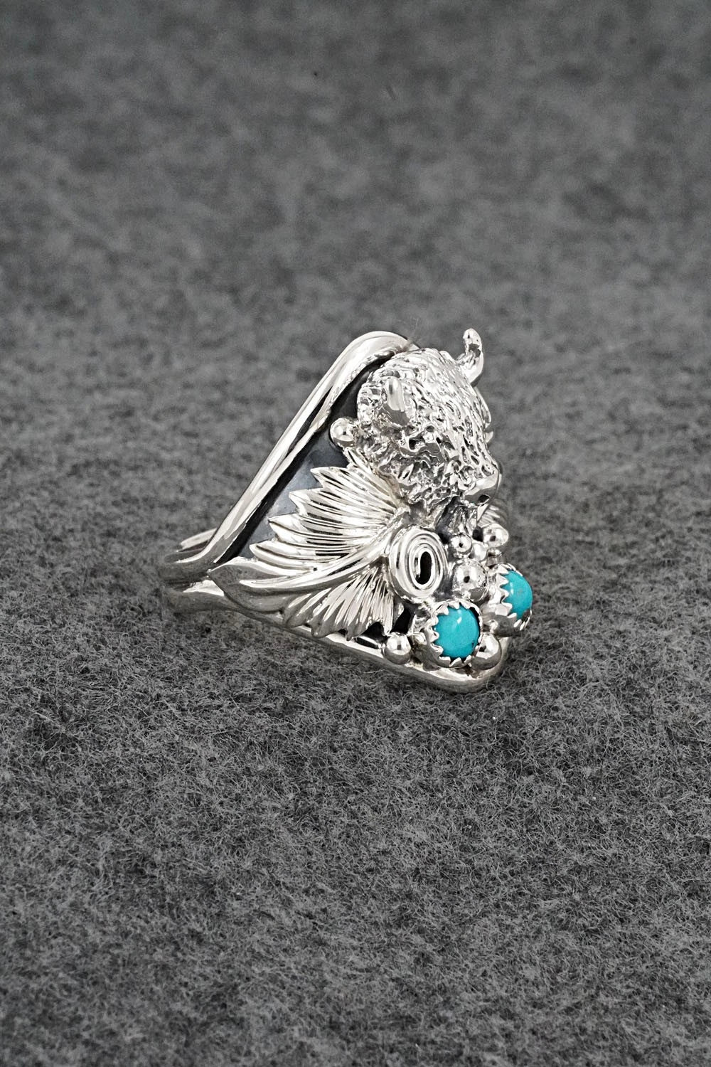 Turquoise & Sterling Silver Ring - Darrell Morgan - Size 13.25