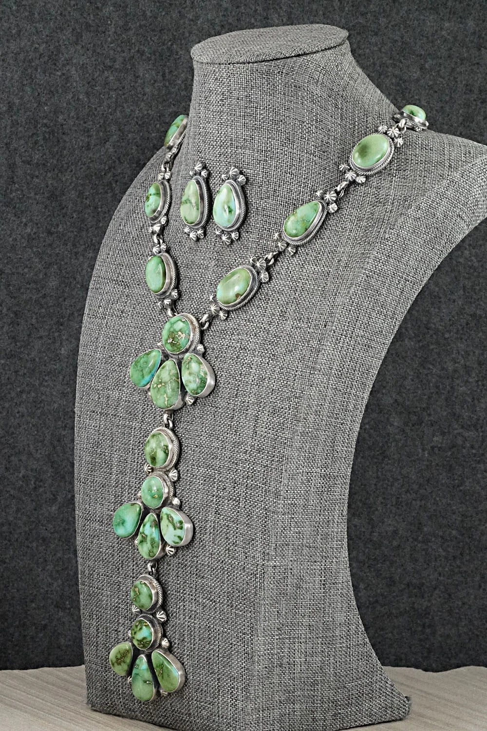 Turquoise & Sterling Silver Necklace and Earrings Set - Darrin Livingston