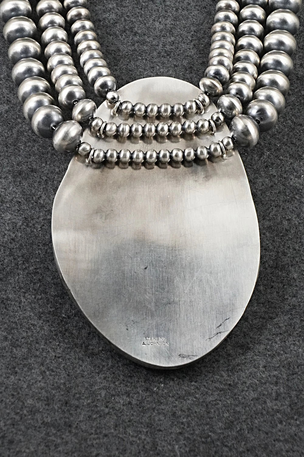 Turquoise & Sterling Silver Navajo Pearl Necklace - Johnson & Halwood