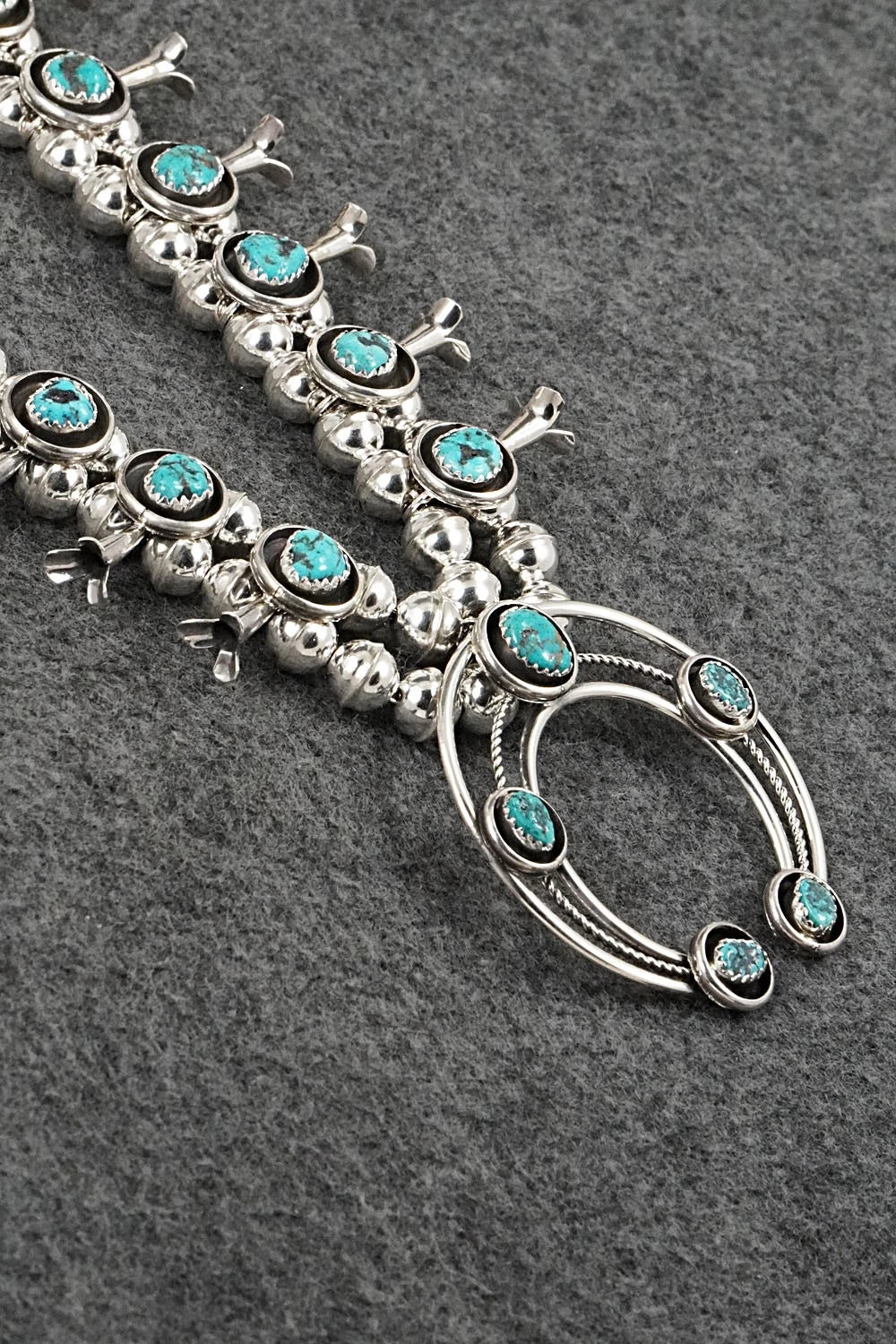 Turquoise & Sterling Silver Squash Blossom Set - Phil Garcia