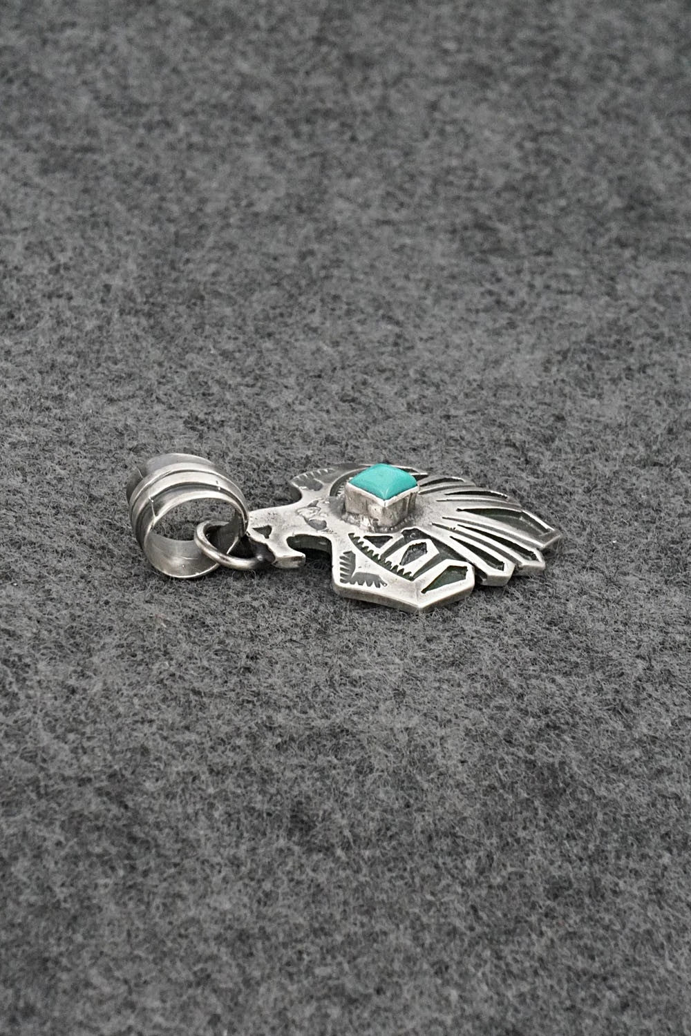 Turquoise & Sterling Silver Pendant - Jerold Joe