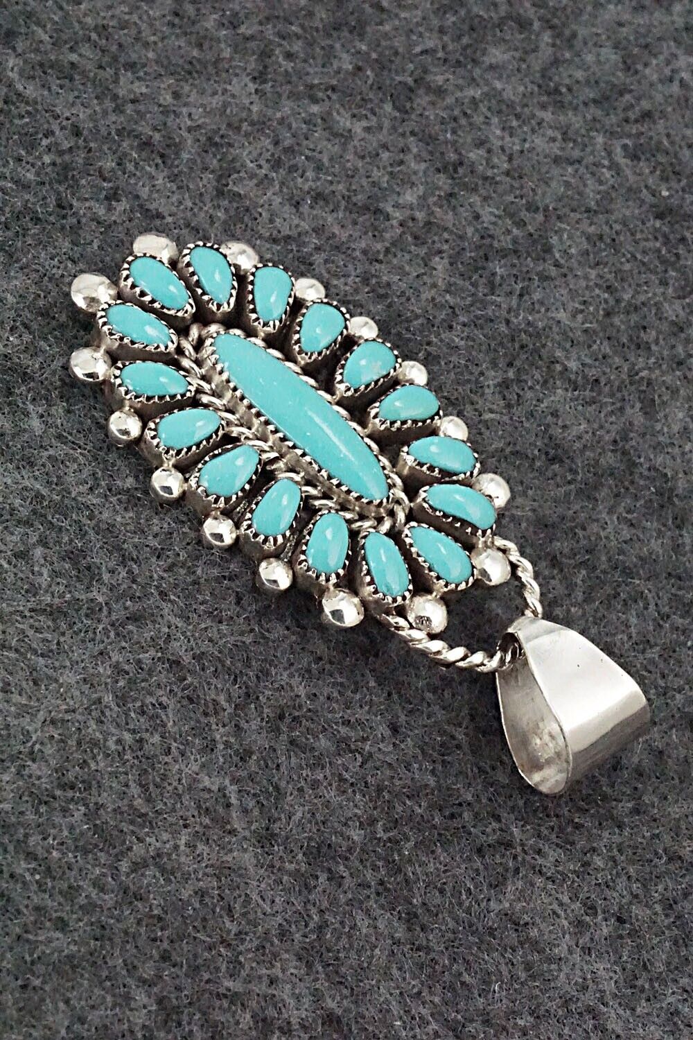 Turquoise & Sterling Silver Pendant - Lorraine Waatsa