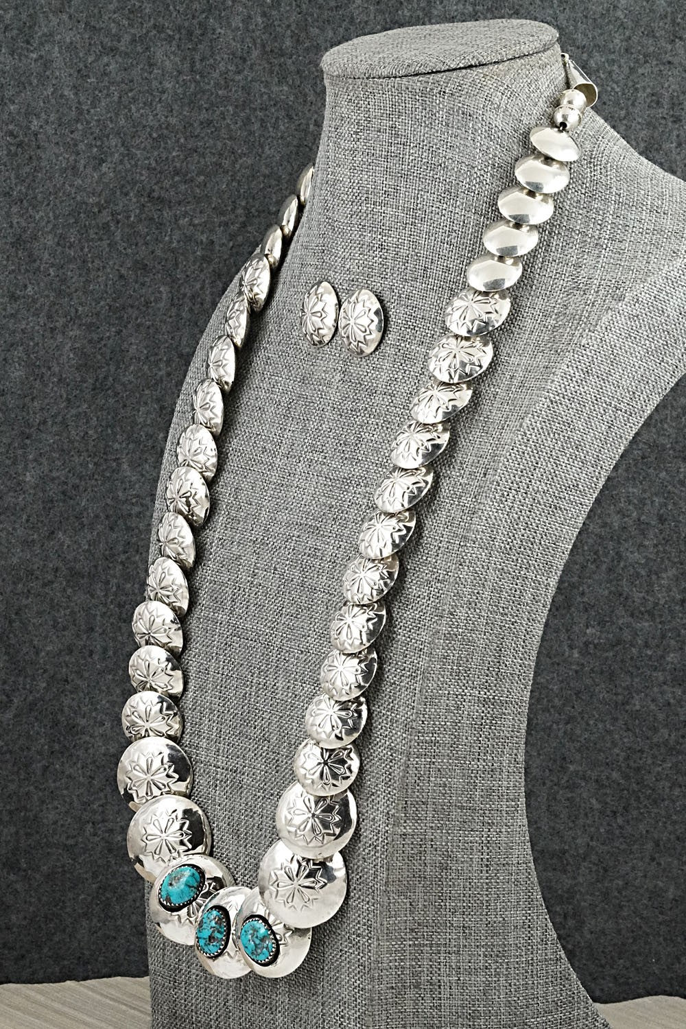 Turquoise & Sterling Silver Necklace and Earrings Set - Tim Thompson