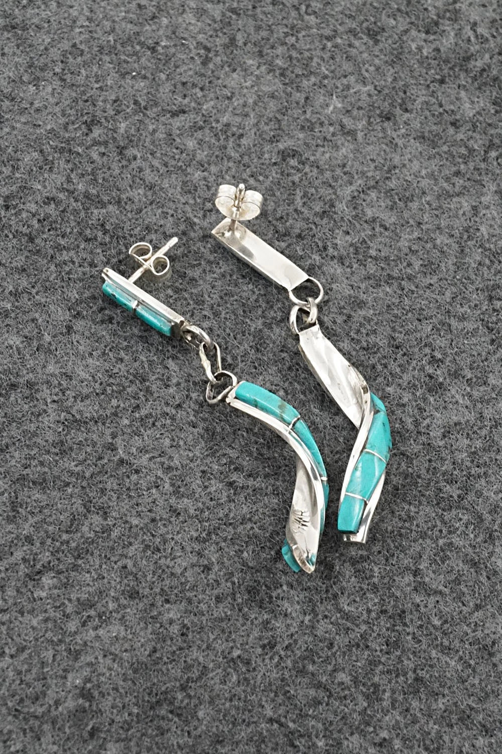 Turquoise & Sterling Silver Earrings - Gloria Waatsa