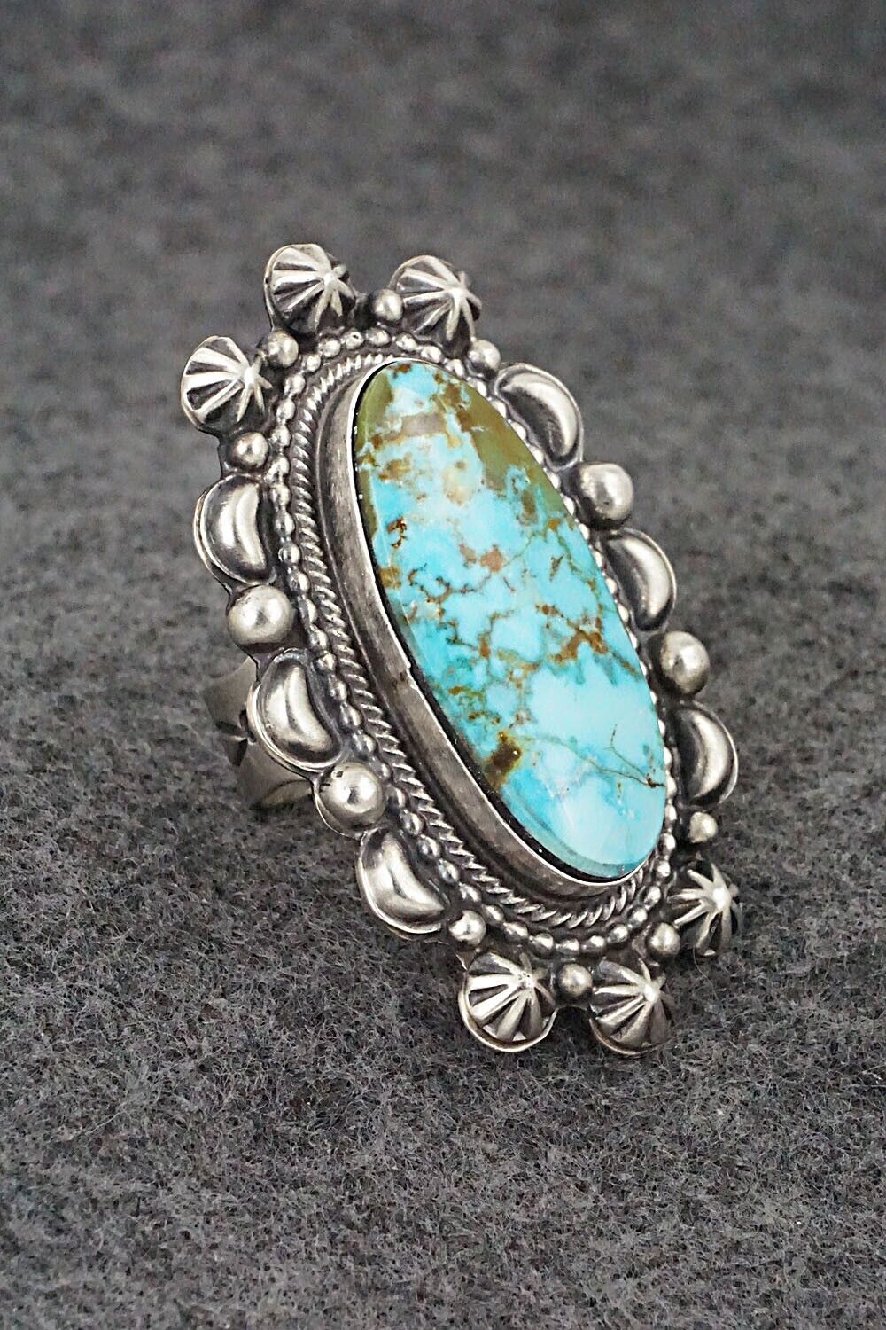 Turquoise & Sterling Silver Ring - Tom Lewis - Size 7.5