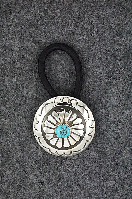Turquoise & Sterling Silver Hair Tie - Jolene Begay