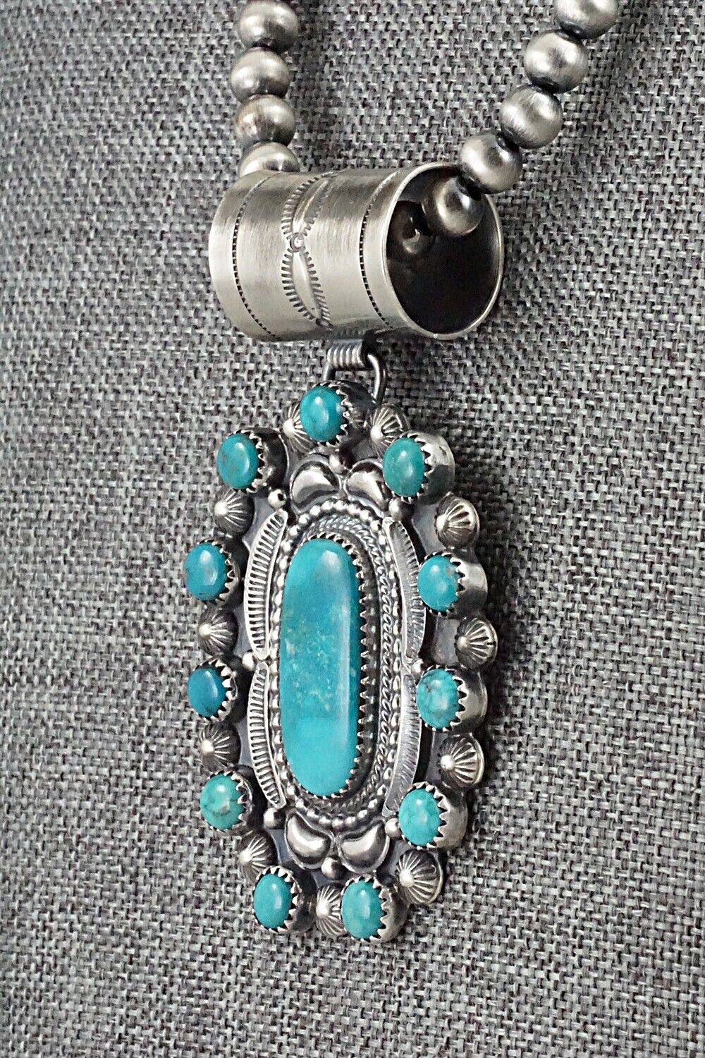 Turquoise & Sterling Silver Necklace - Tom Lewis