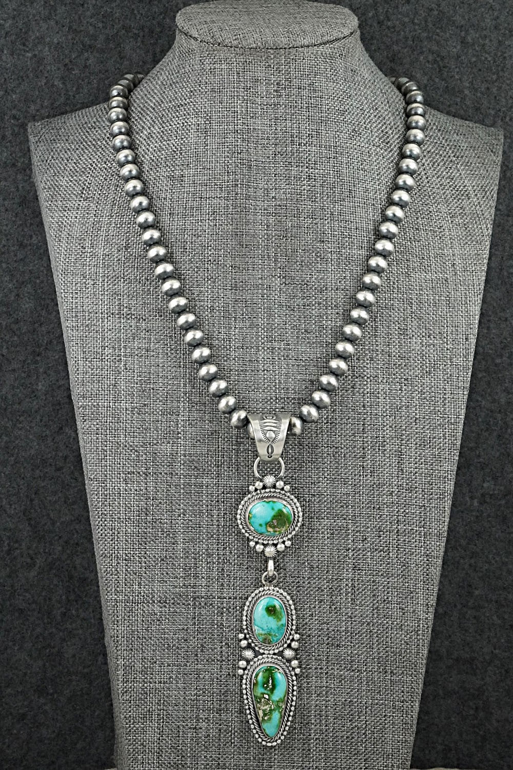 Turquoise & Sterling Silver Necklace - Tom Lewis