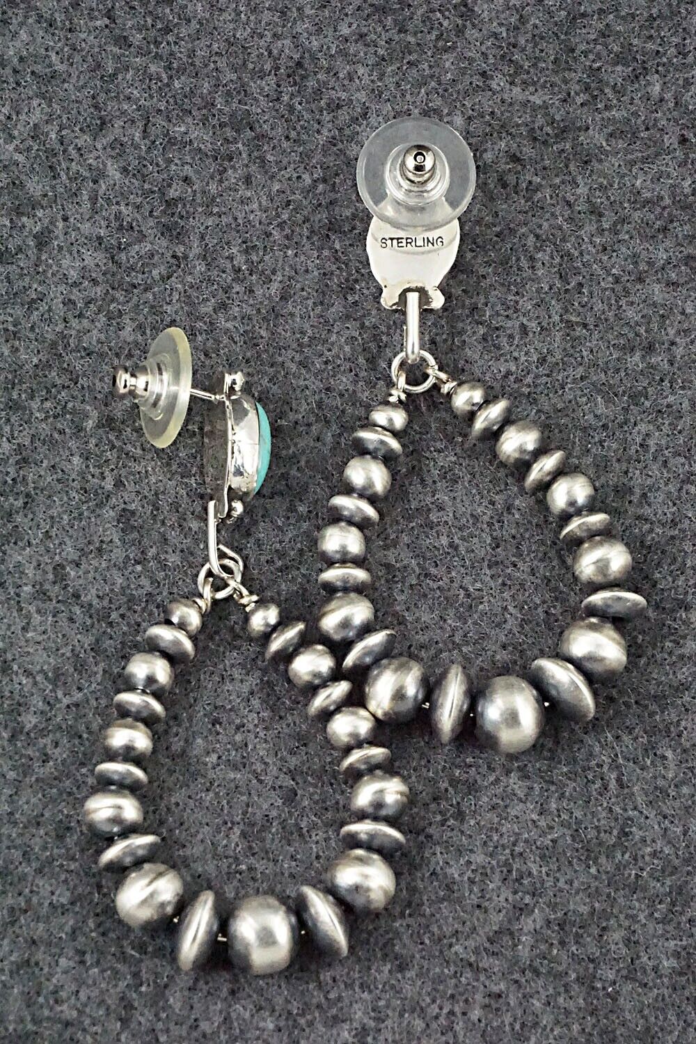Turquoise & Sterling Silver Navajo Pearl Earrings - Grace Kenneth