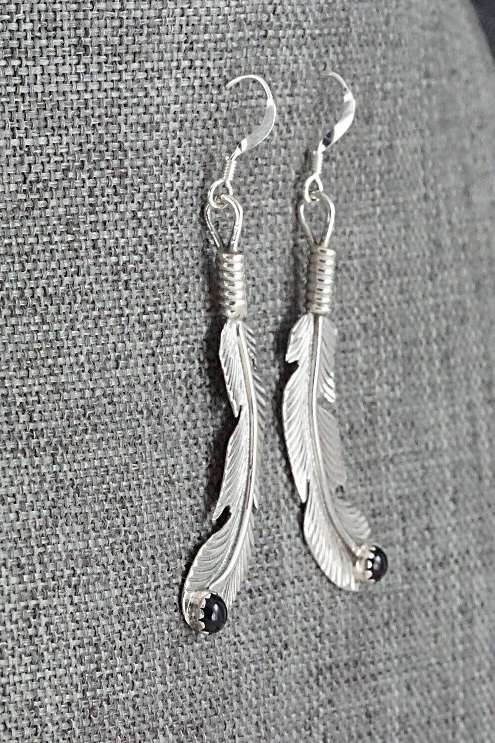 Onyx & Sterling Silver Earrings - Louise Yazzie