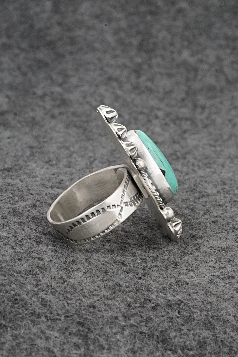 Turquoise & Sterling Silver Ring - Cordell Platero - Size Adjustable