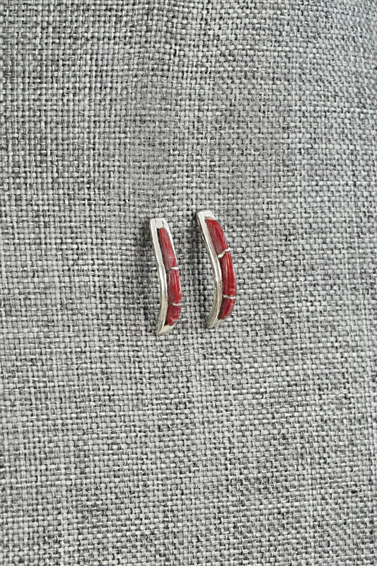 Coral & Sterling Silver Earrings - Kent Lonjose