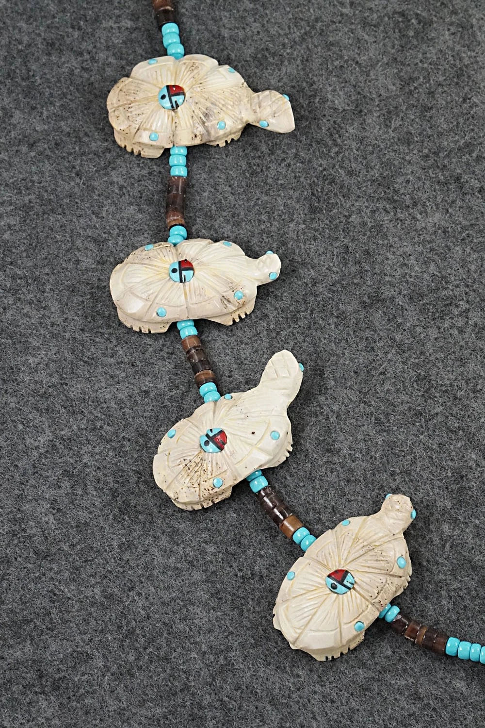 Multi-Stone Turtle Fetish & Sterling Silver Necklace Set - Dannette Laate