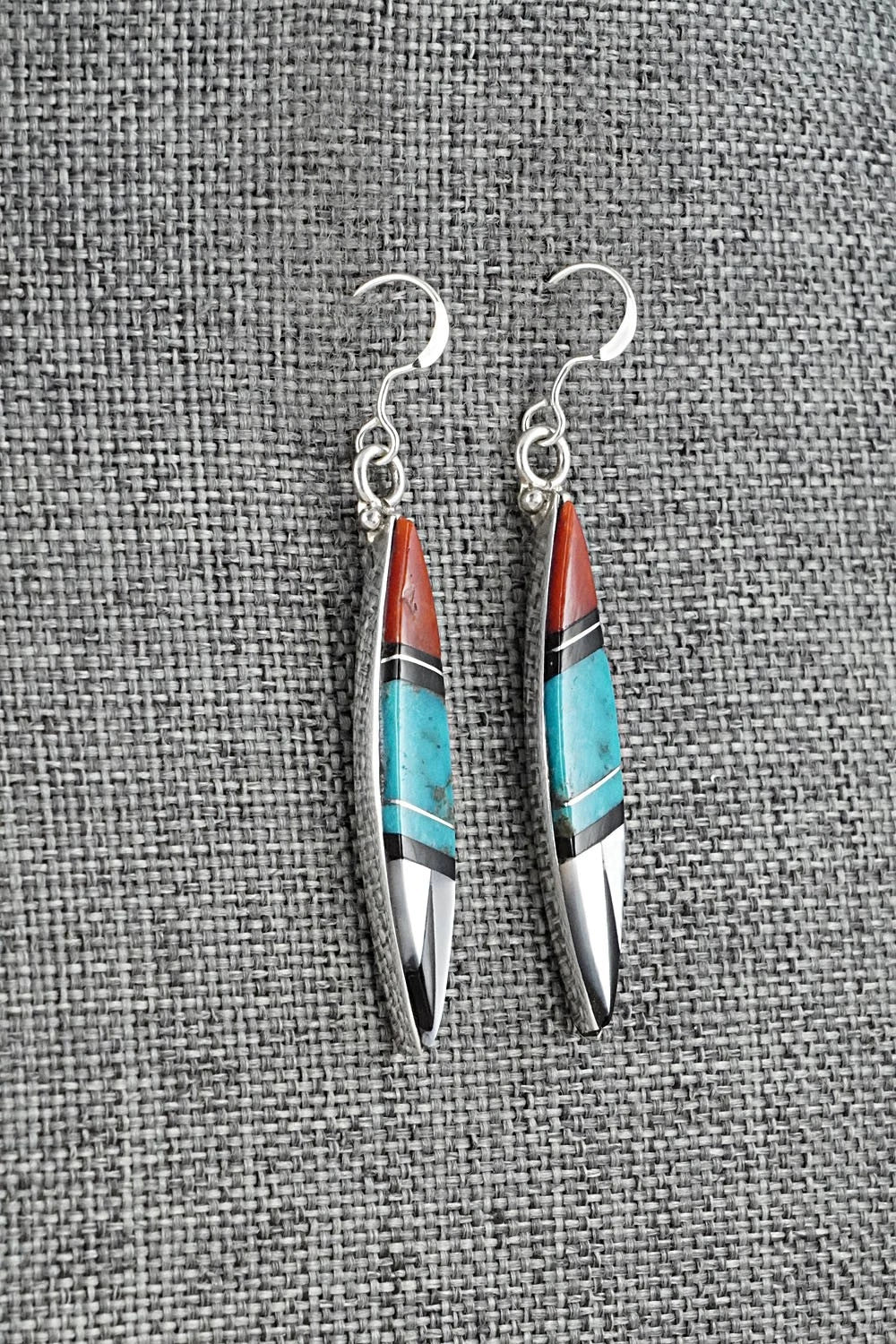 Multi-Stone Inlay & Sterling Silver Earrings - Cleo Kallestewa