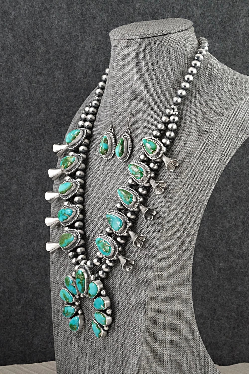 Turquoise & Sterling Silver Squash Blossom Set - Darrin Livingston