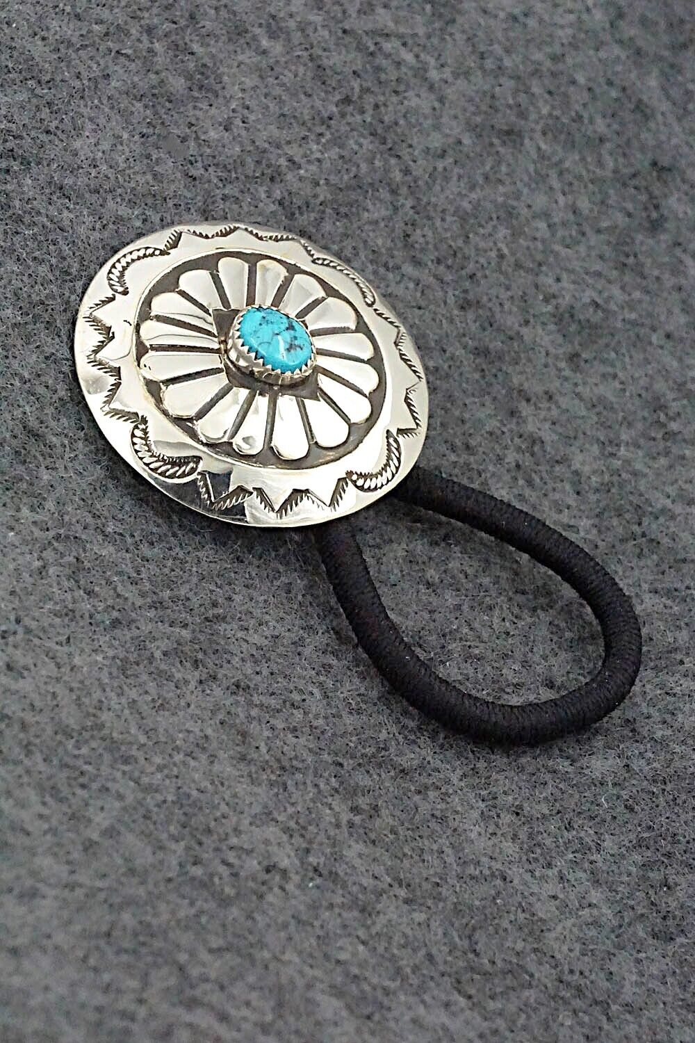 Turquoise & Sterling Silver Hair Tie - Jolene Begay