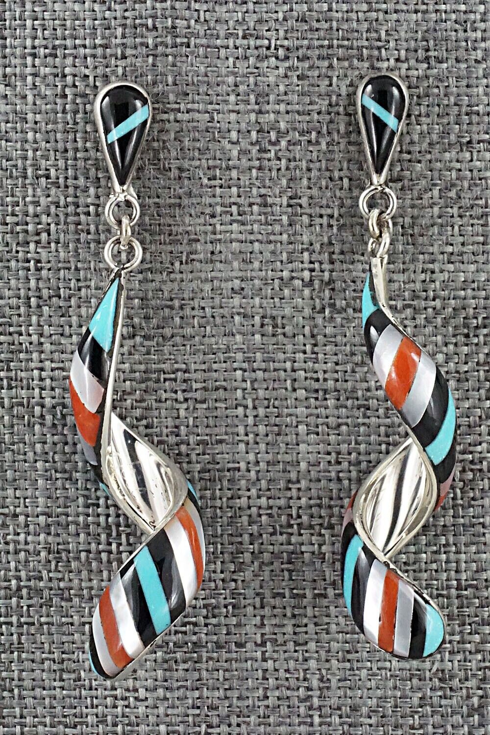 Multi-Stone & Sterling Silver Inlay Earrings - Idella Edaakie