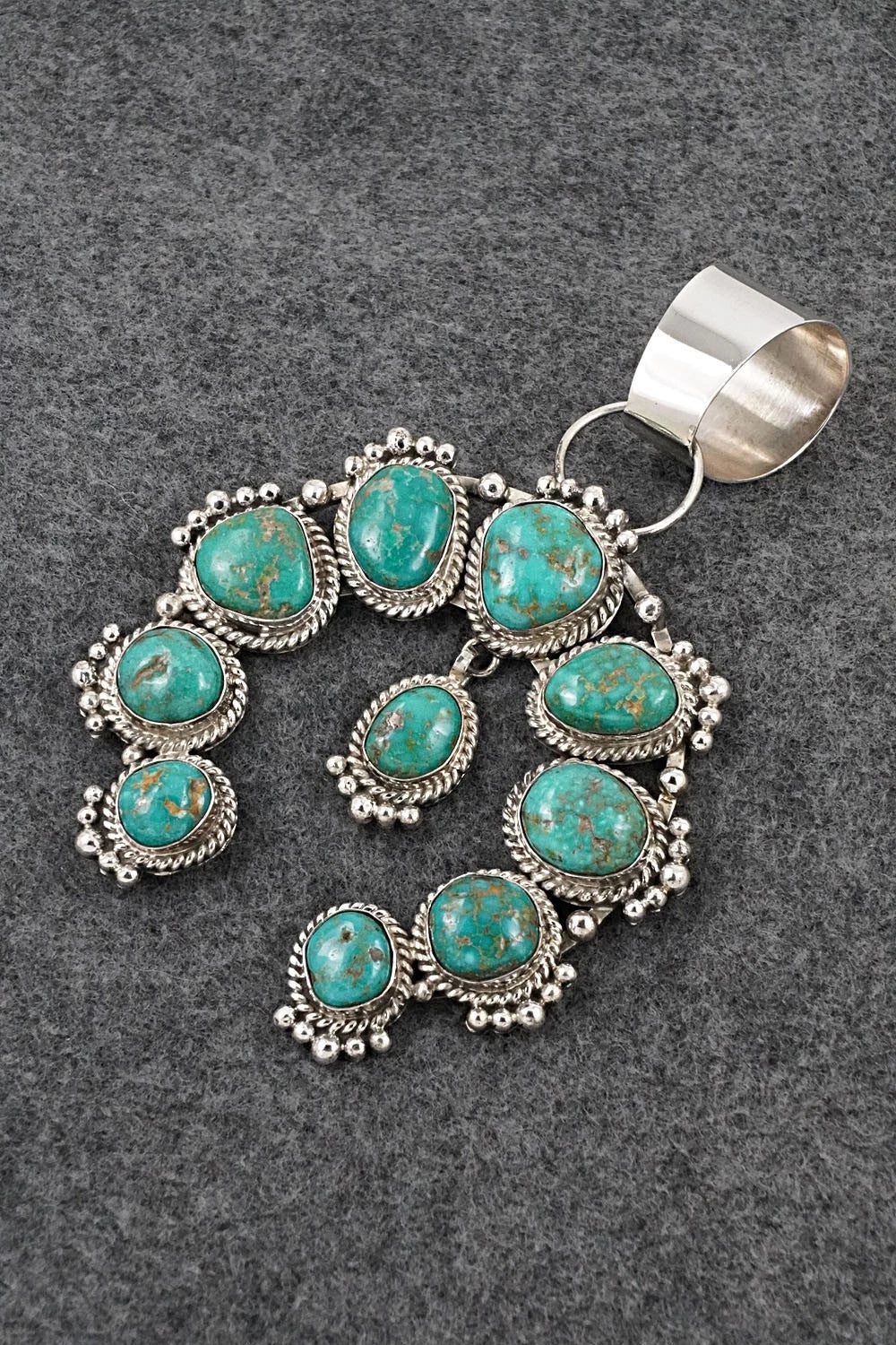 Turquoise and Sterling Silver Naja Pendant - Vernon Johnson
