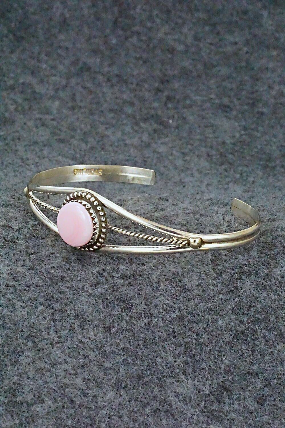 Pink Conch Shell & Sterling Silver Bracelet - Esther White