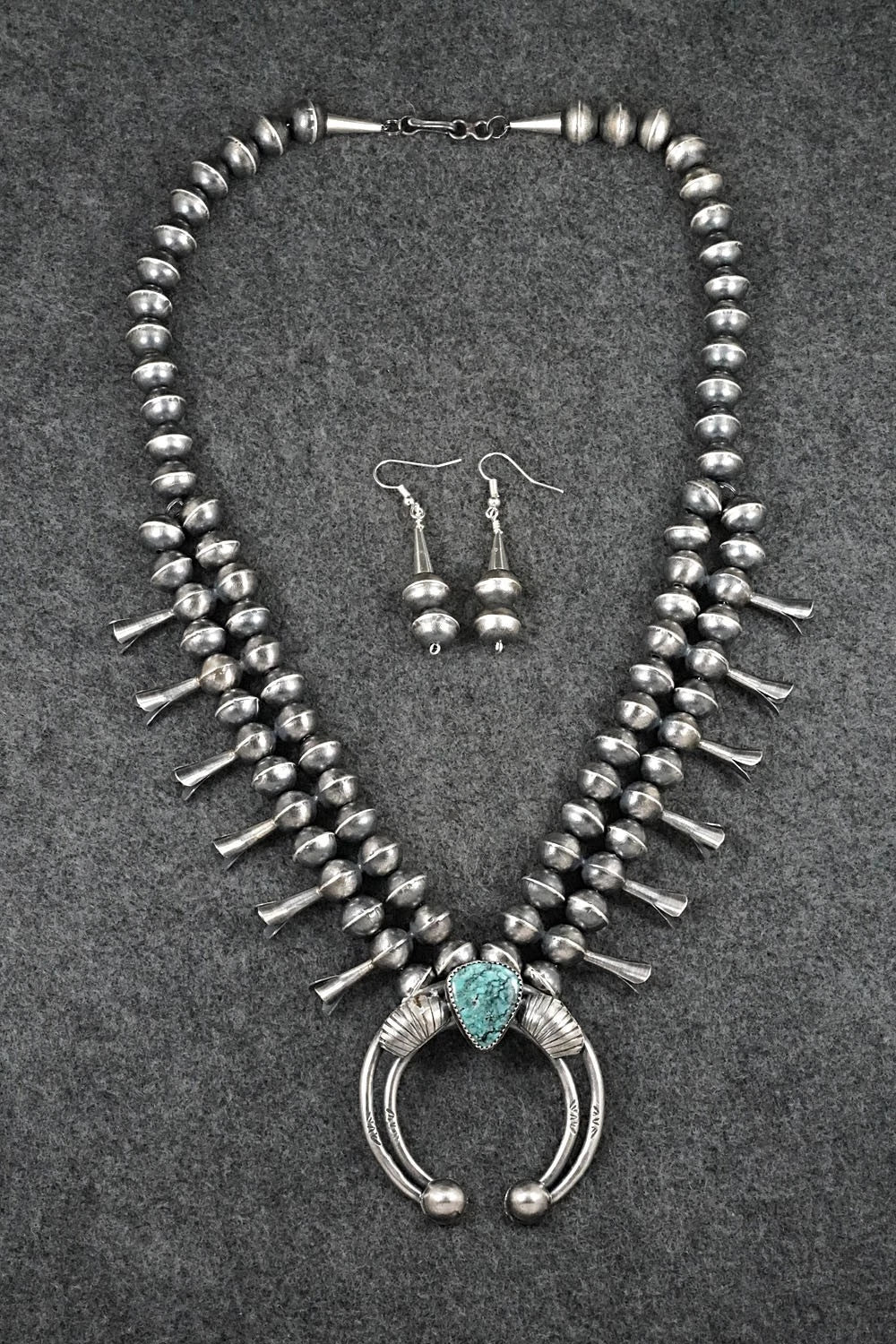 Turquoise & Sterling Silver Squash Blossom Set - Gilbert Martin