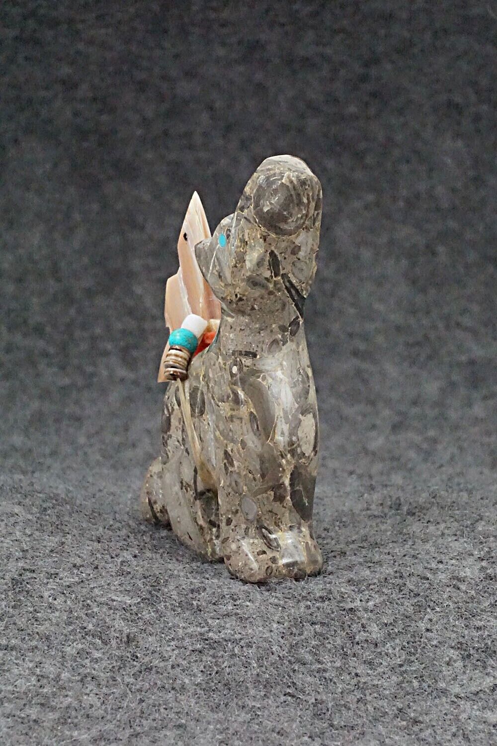 Wolf with Roadrunner Zuni Fetish Carving - Fernando Laiwakete