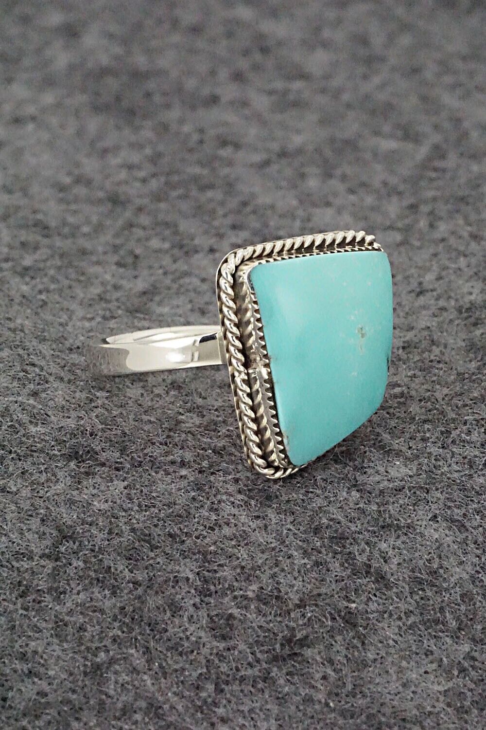 Turquoise & Sterling Silver Ring - Sheena Jack - Size 9 (Adj.)