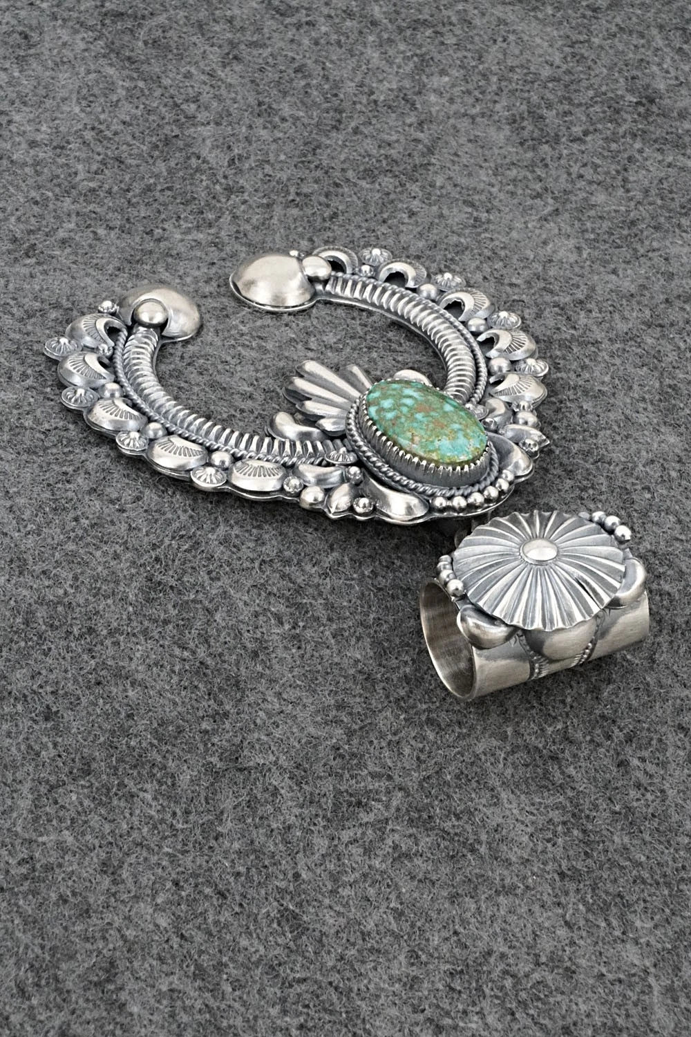 Turquoise & Sterling Silver Naja Pendant - Delbert Gordon