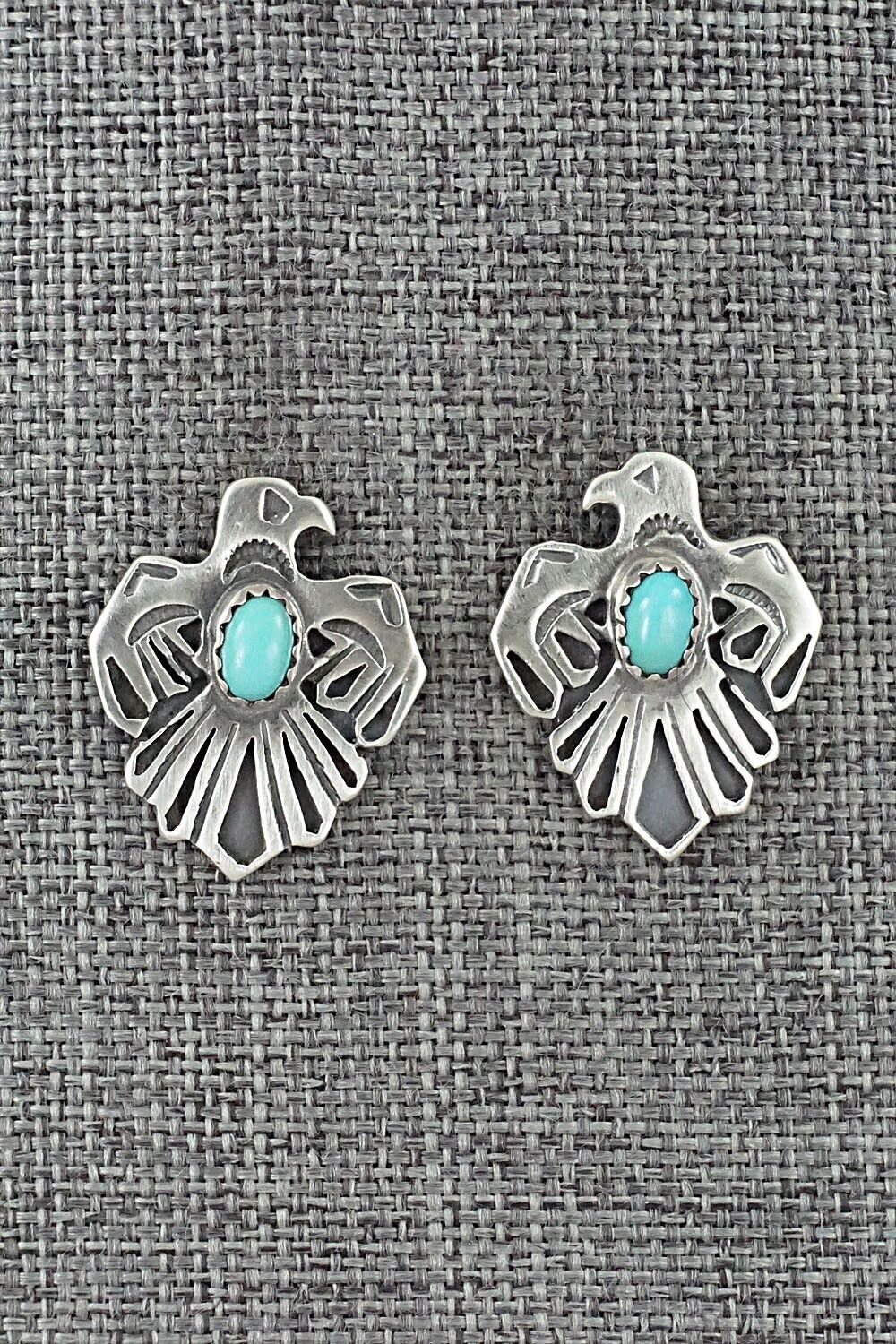 Turquoise & Sterling Silver Earrings - Jerryson Henio