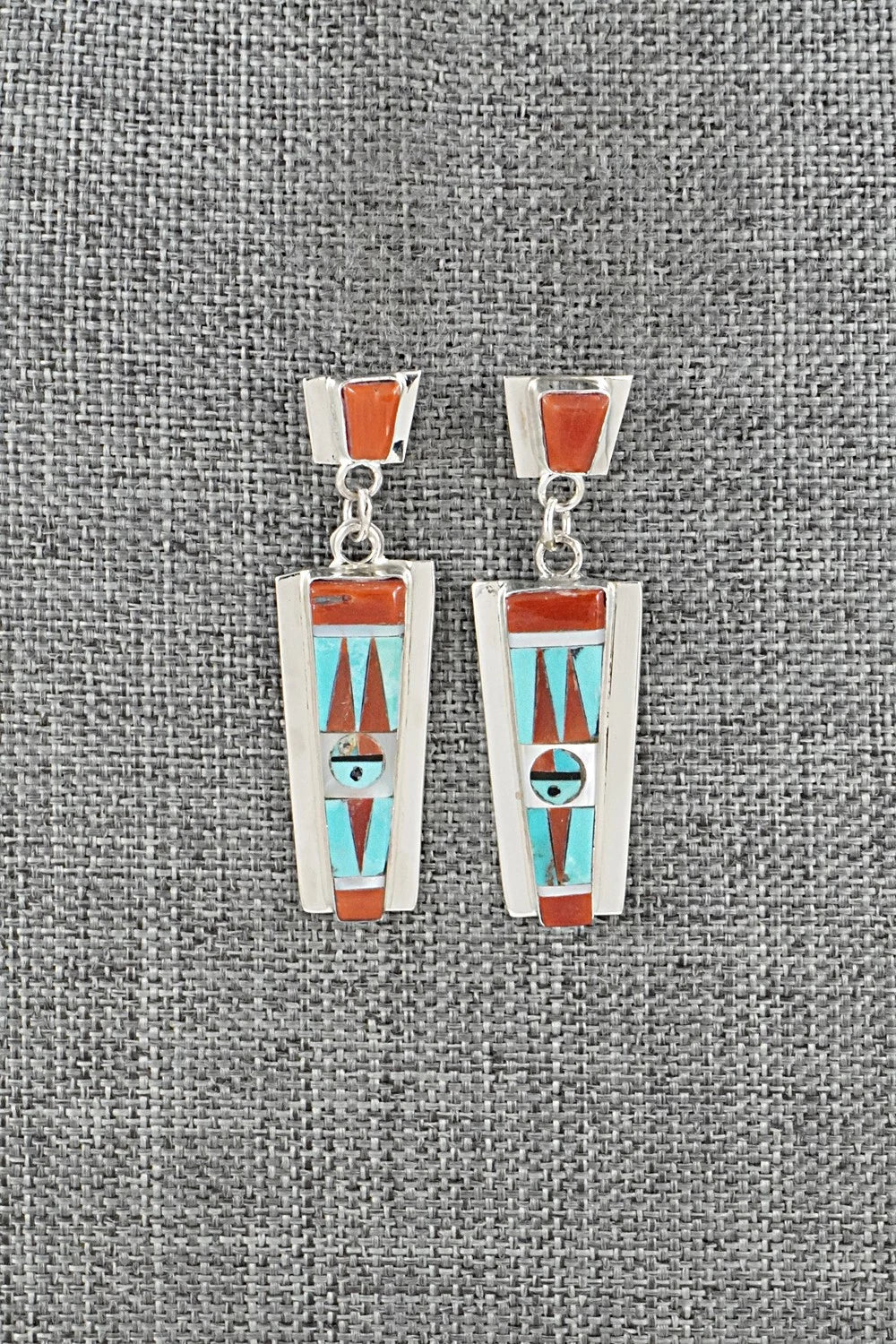 Multi-Stone & Sterling Silver Inlay Earrings - Rayland Edaakie