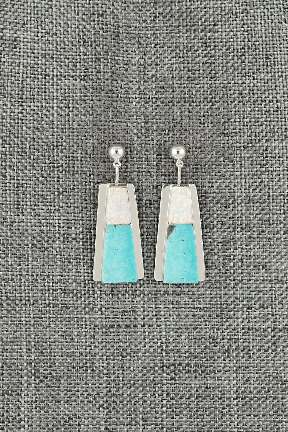Turquoise, Opalite & Sterling Silver Earrings - Brenda Pete