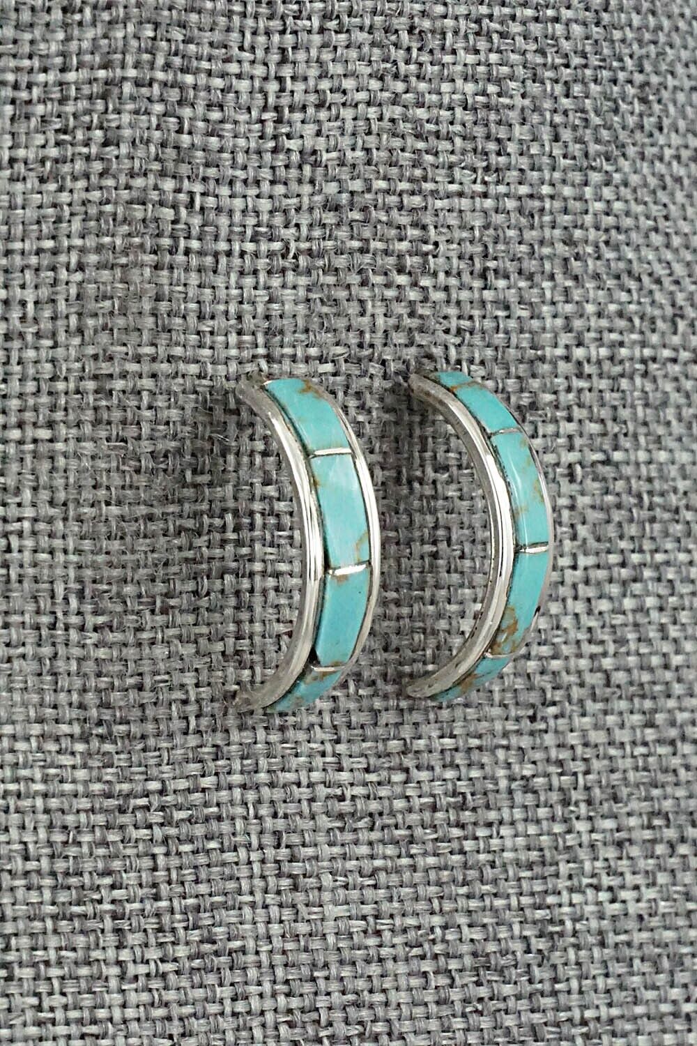 Turquoise & Sterling Silver Hoop Earrings - Alton Tom