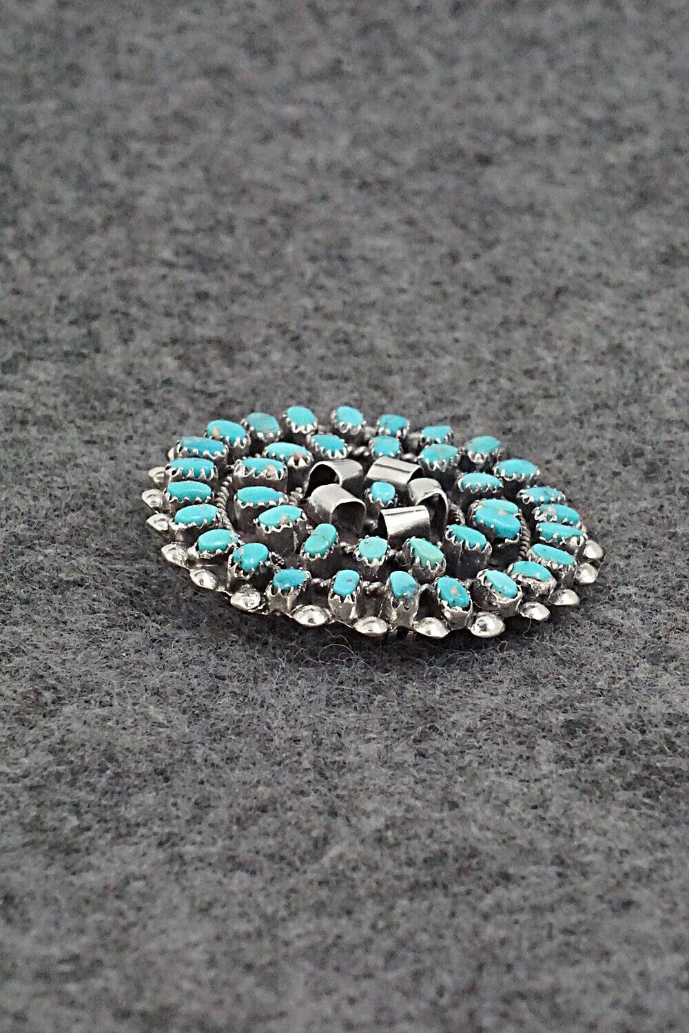 Turquoise & Sterling Silver Pendant/Pin - Lorencita Walela