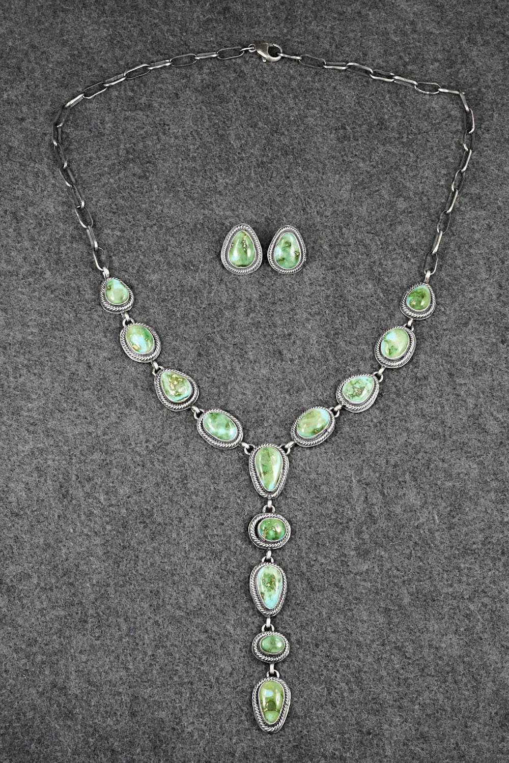 Turquoise & Sterling Silver Necklace and Earrings Set - Darrin Livingston